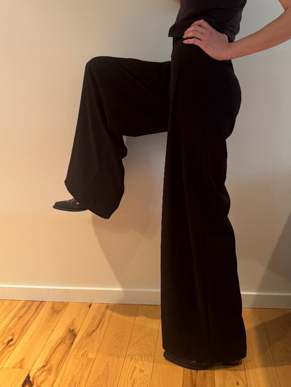 Handmade Black Palazzo Gypsy Wide Length Pant Fashion Silk Georgette